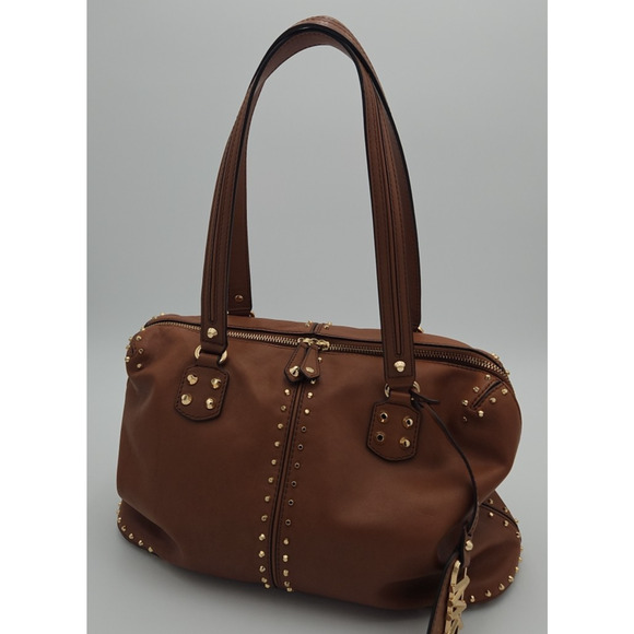 Michael Kors Astor Re-Edition 2004 Studded Leather Jet Set Large Tote Bag Brown - Picture 2 of 16